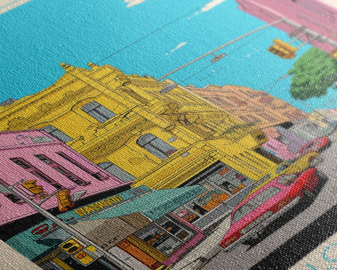 Luhansk Ukraine Travel Poster Framed Canvas Print, Wall Decor, Midcentury Modern Art, Pop Art, Scenic Art for Bedroom and Office