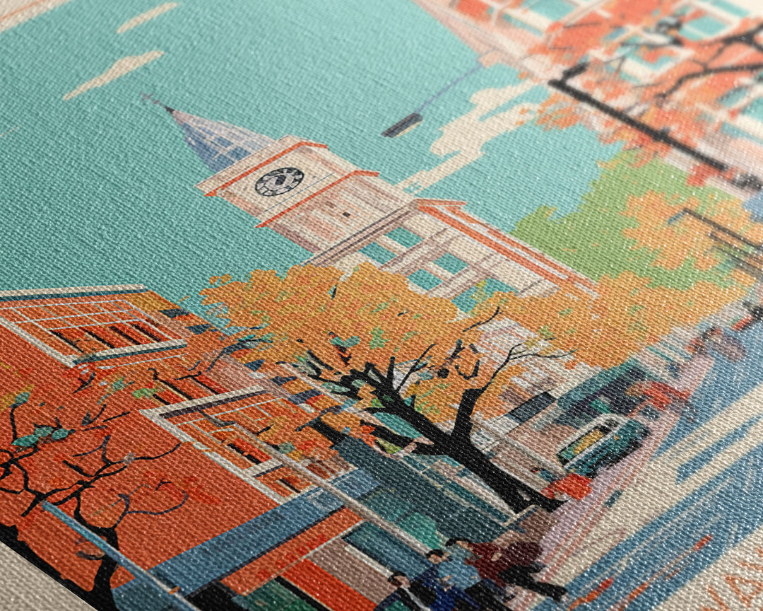 Luton United Kingdom Travel Poster Framed Canvas Print, Wall Decor, Midcentury Modern Art, Pop Art, Scenic Art for Living Room and Office