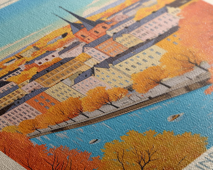 Luxembourg Luxembourg Travel Poster Framed Canvas Print, Midcentury Modern Art, Pop Art Wall Decor, Scenic Art, Bedroom and Living Room Decor