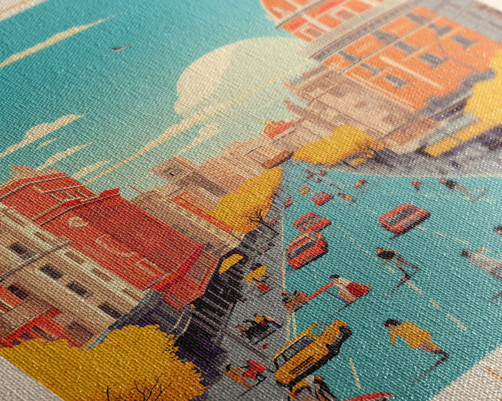 Madrid Spain Travel Poster Framed Canvas Print, Vintage Style, Pop Art Home Decor, Scenic Wall Art, Bedroom Decoration, Office Gift