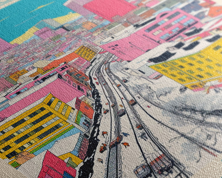 Magnitogorsk Russia Travel Poster Framed Canvas Print, Midcentury Modern Art, Pop Art Wall Decor, Scenic Living Room Art, Bedroom Gift