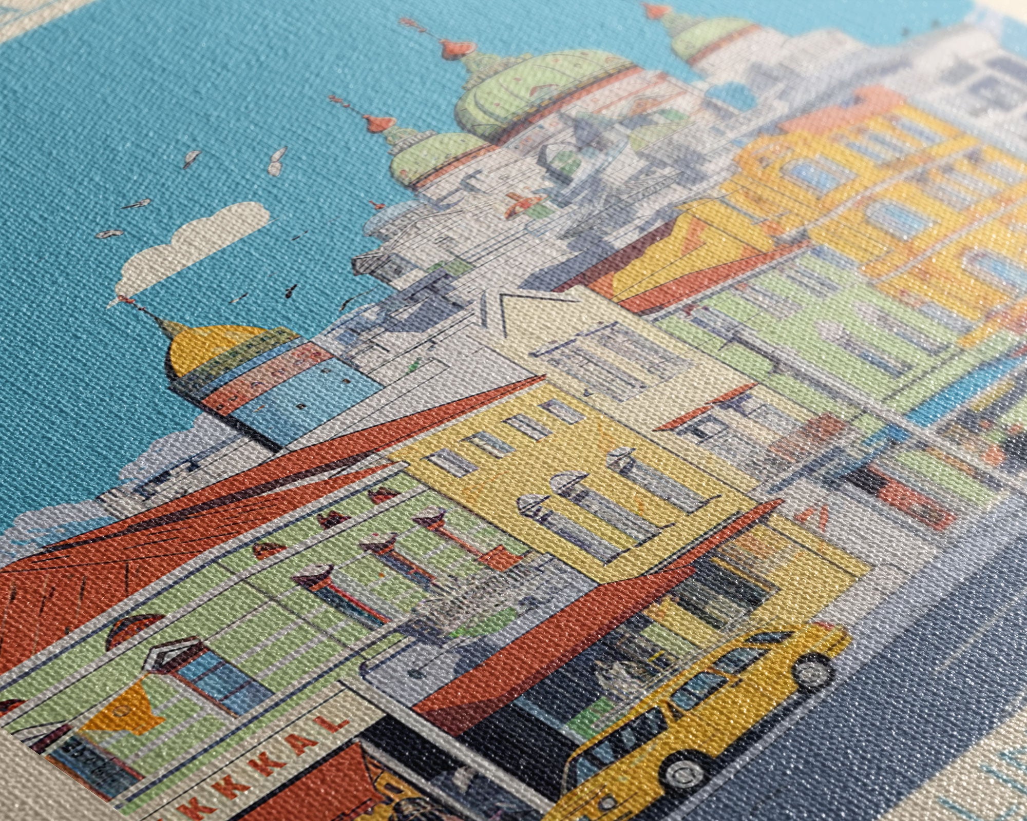 Makhachkala Russia Travel Poster Framed Canvas Print, Midcentury Modern Art, Pop Art Wall Decor, Scenic Wall Art, Living Room Decoration, Office Art