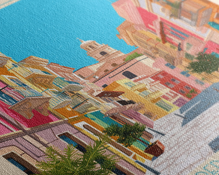 Málaga Spain Travel Poster Framed Canvas Print, Vintage Style, Pop Art Home Decor, Scenic Wall Art, Bedroom Decoration, Office Gift