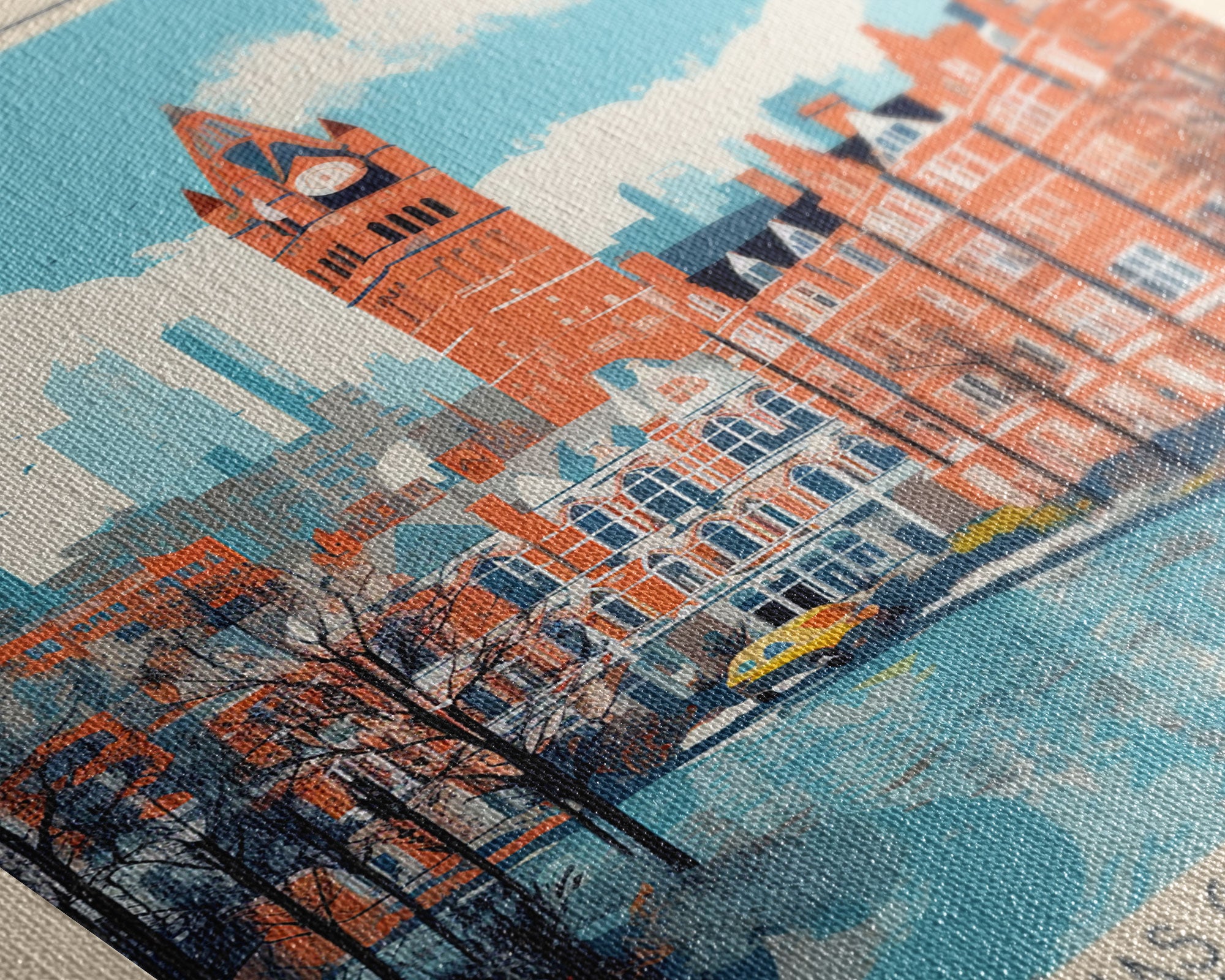 Manchester United Kingdom Travel Poster Framed Canvas Print, Midcentury Modern Art, Pop Art Wall Decor, Scenic Wall Art, Living Room Decoration, Office Art