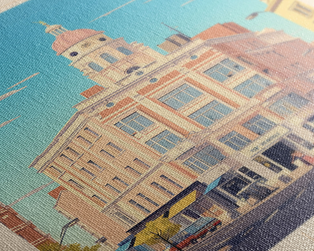 Mariupol Ukraine Travel Poster Framed Canvas Print, Midcentury Modern Art, Pop Art Wall Decor, Home Decor, Vacation Gift, Office Art