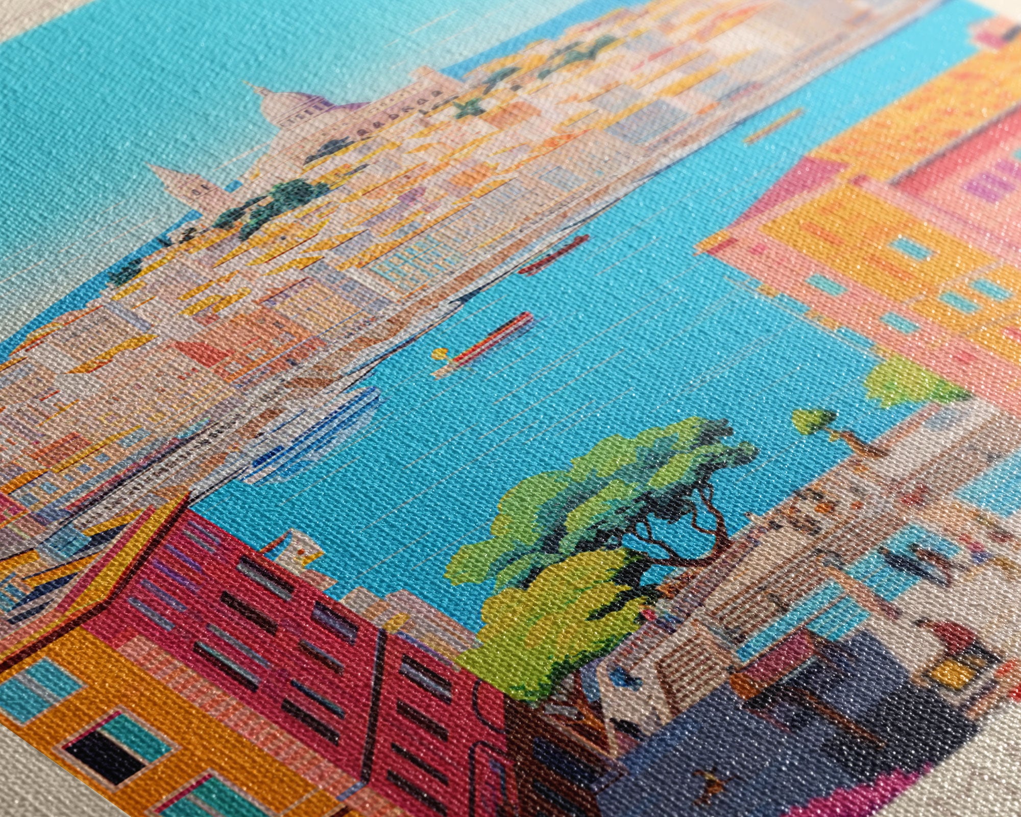 Marseille France Travel Poster Framed Canvas Print, Midcentury Modern Art, Pop Art Wall Decor, Scenic Living Room Art, Bedroom Gift