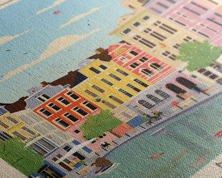 Mechelen Belgium Travel Poster Framed Canvas Print, Midcentury Modern Art, Pop Art Wall Decor, Home Decor, Vacation Gift, Bedroom Art