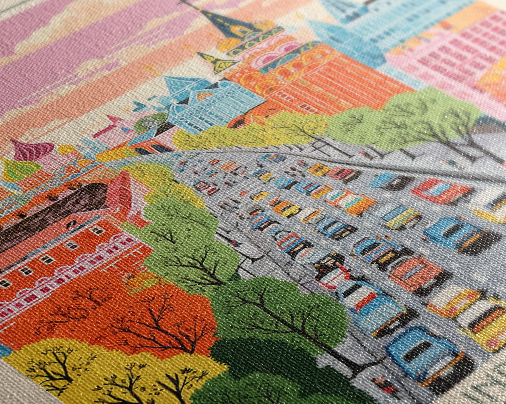 Moscow Russia Travel Poster Framed Canvas Print, Midcentury Modern Art, Pop Art Wall Decor, Scenic Wall Art, Living Room Decoration, Office Art