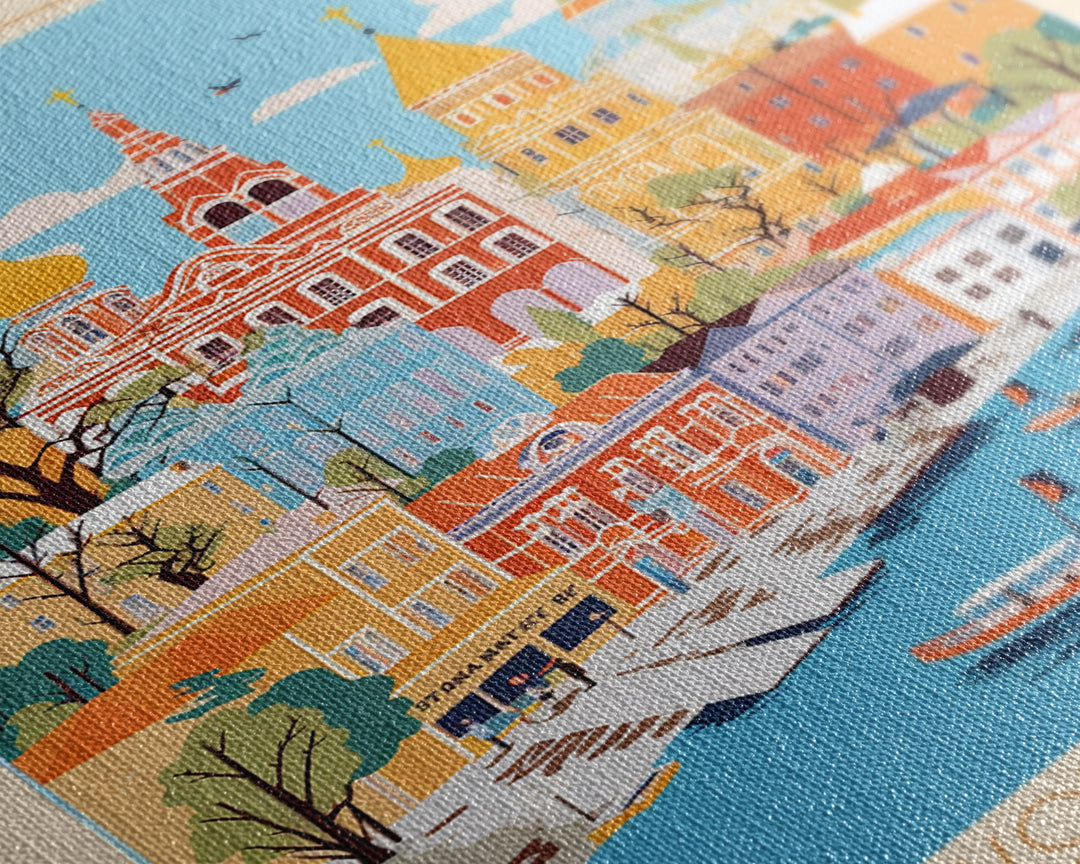 Oryol Russia Travel Poster Framed Canvas Print, Vintage Style, Pop Art Home Decor, Scenic Wall Art, Bedroom Decoration, Office Gift