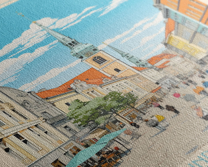 Ostrava Czech Republic Travel Poster Framed Canvas Print, Midcentury Modern Art, Pop Art Wall Decor, Home Decor, Vacation Gift, Bedroom Art