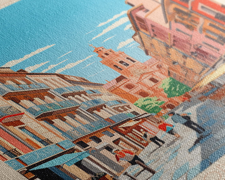 Pamplona Spain Travel Poster Framed Canvas Print, Midcentury Modern Art, Pop Art Wall Decor, Home Decor, Vacation Gift, Office Art