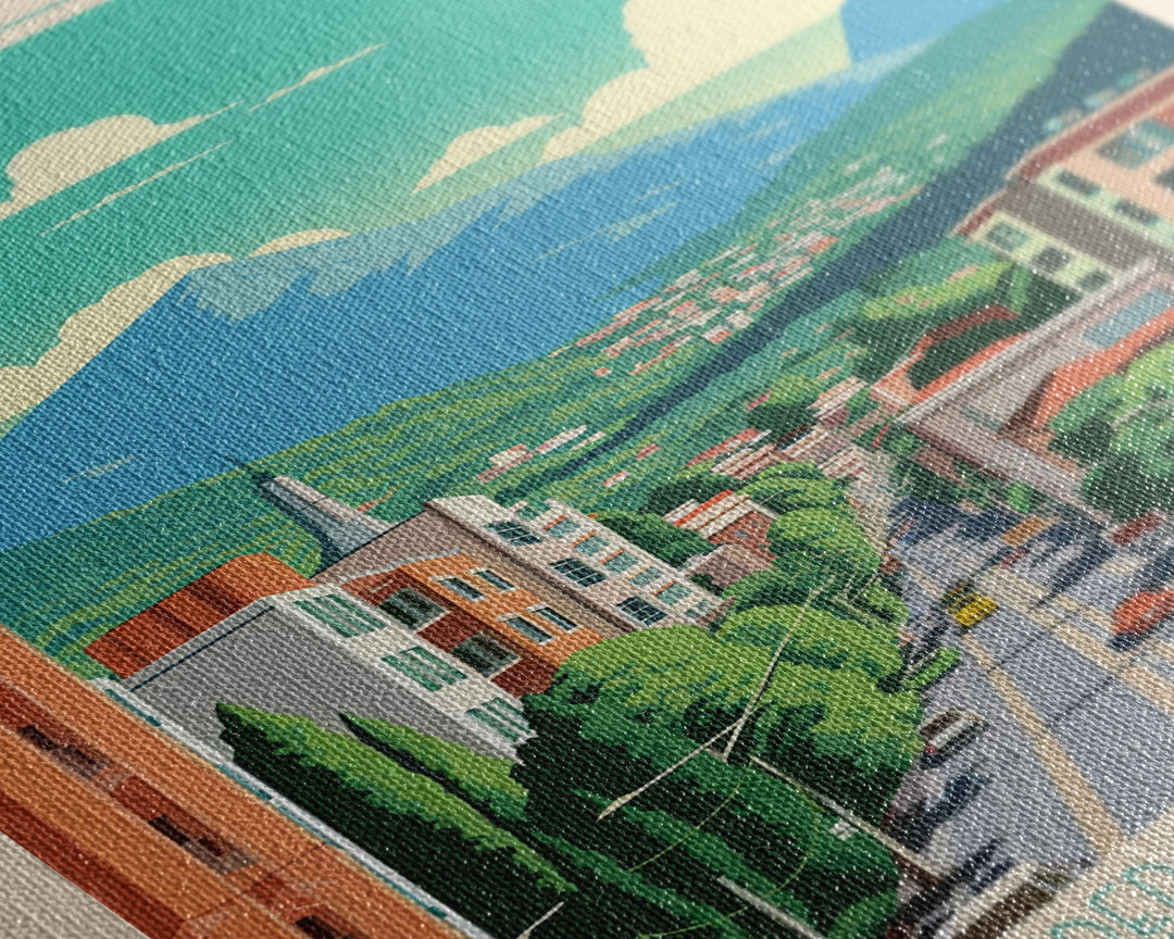 Podgorica Montenegro Travel Poster Framed Canvas Print, Vintage Style, Pop Art Home Decor, Scenic Wall Art, Bedroom Decoration, Office Gift