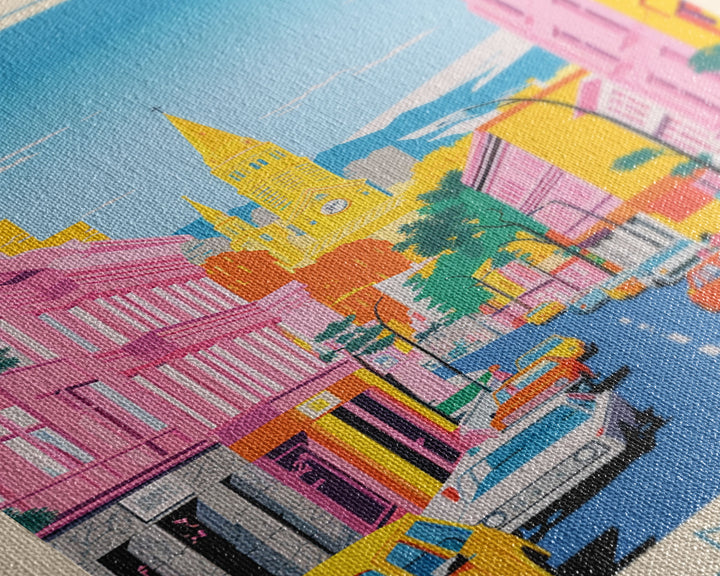 Podolsk Russia Travel Poster Framed Canvas Print, Midcentury Modern Art, Pop Art Wall Decor, Home Decor, Vacation Gift, Office Art