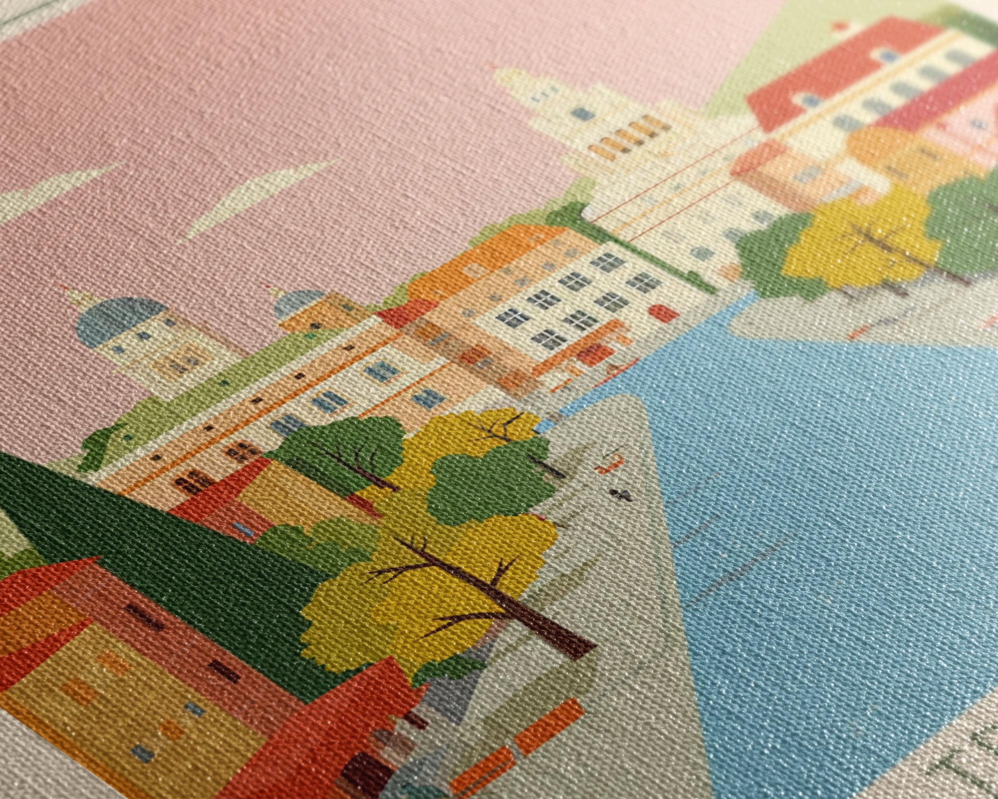 Požarevac Serbia Travel Poster Framed Canvas Print, Midcentury Modern Art, Pop Art Wall Decor, Scenic Living Room Art, Bedroom Decor