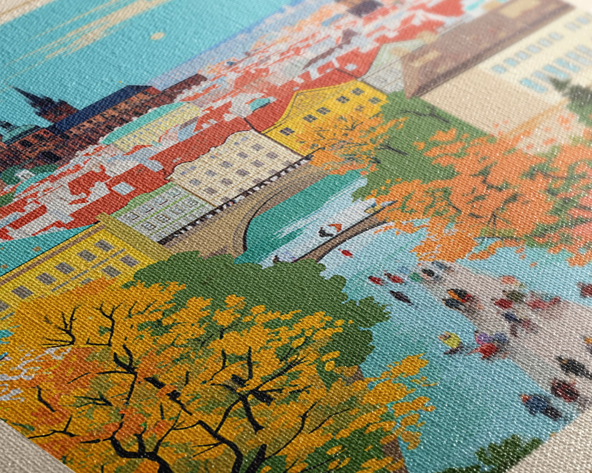 Prague Czech Republic Travel Poster Framed Canvas Print, Vintage Style, Pop Art Home Decor, Scenic Wall Art, Bedroom Decoration, Office Gift