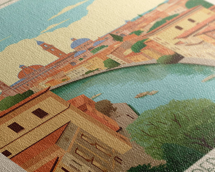 Ravenna Italy Travel Poster Framed Canvas Print, Midcentury Modern Art, Pop Art Wall Decor, Home Decor, Vacation Gift, Office Art