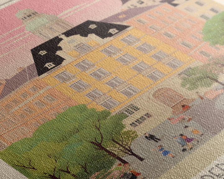 Rennes France Travel Poster Framed Canvas Print, Midcentury Modern Art, Pop Art Wall Decor, Scenic Wall Art, Living Room Decoration, Office Gift