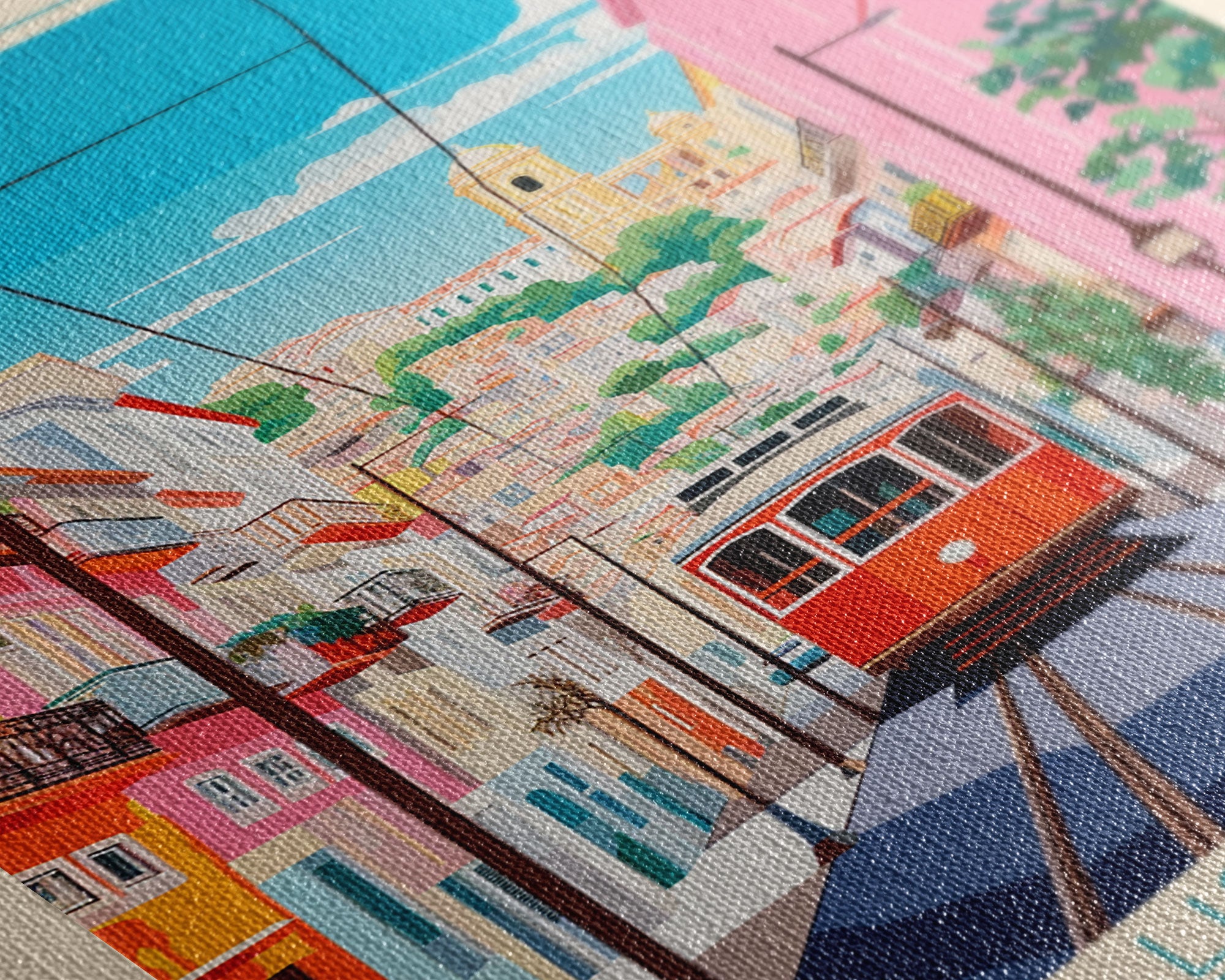 Rio Tinto Portugal Travel Poster Framed Canvas Print, Midcentury Modern Art, Pop Art Wall Decor, Scenic Living Room Art, Bedroom Decor