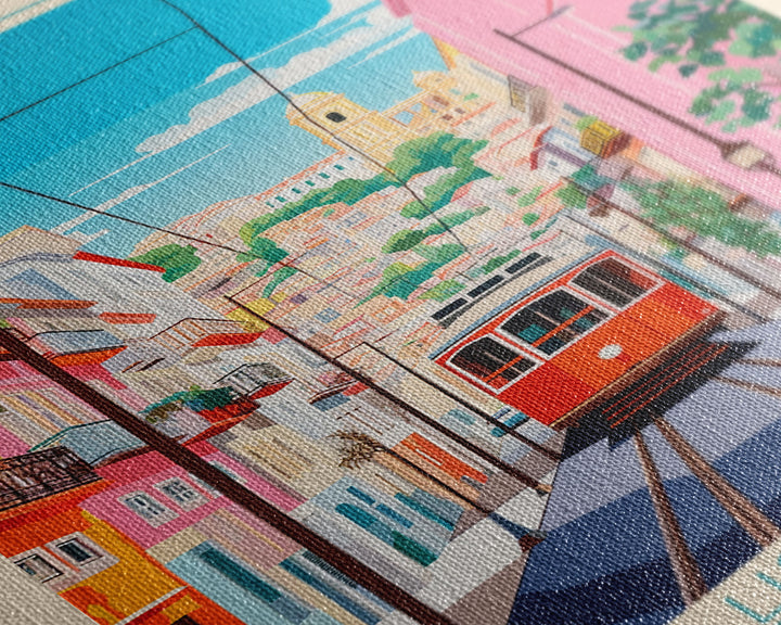 Rio Tinto Portugal Travel Poster Framed Canvas Print, Midcentury Modern Art, Pop Art Wall Decor, Scenic Living Room Art, Bedroom Decor