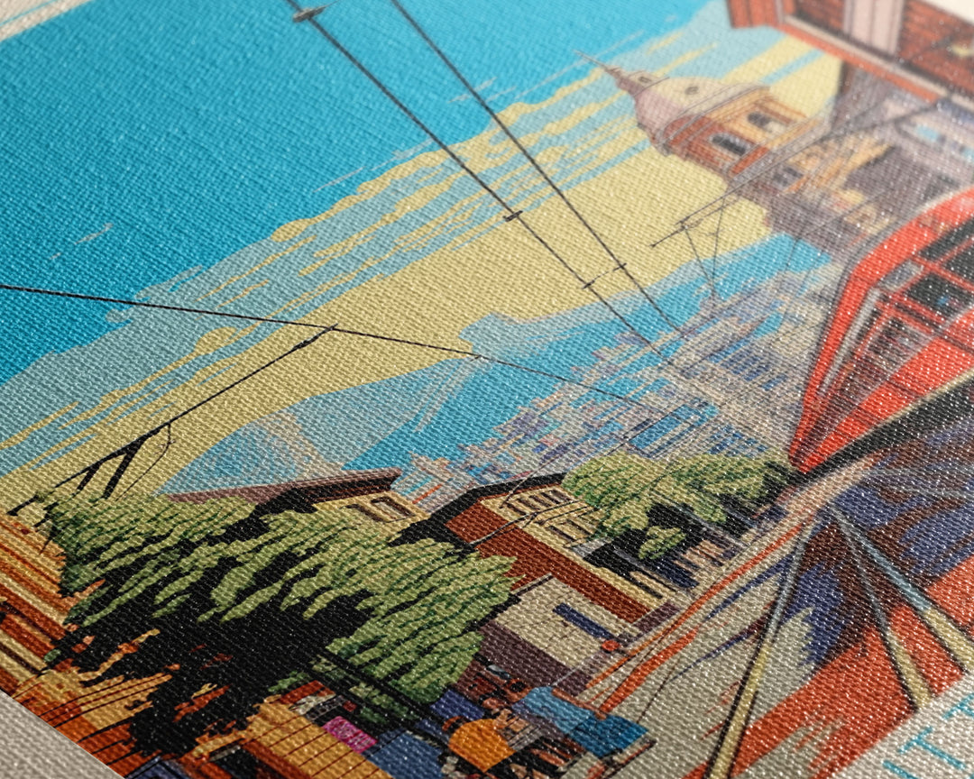 Ruse Bulgaria Travel Poster Framed Canvas Print, Midcentury Modern Art, Pop Art Wall Decor, Scenic Wall Art, Living Room Decoration, Office Gift