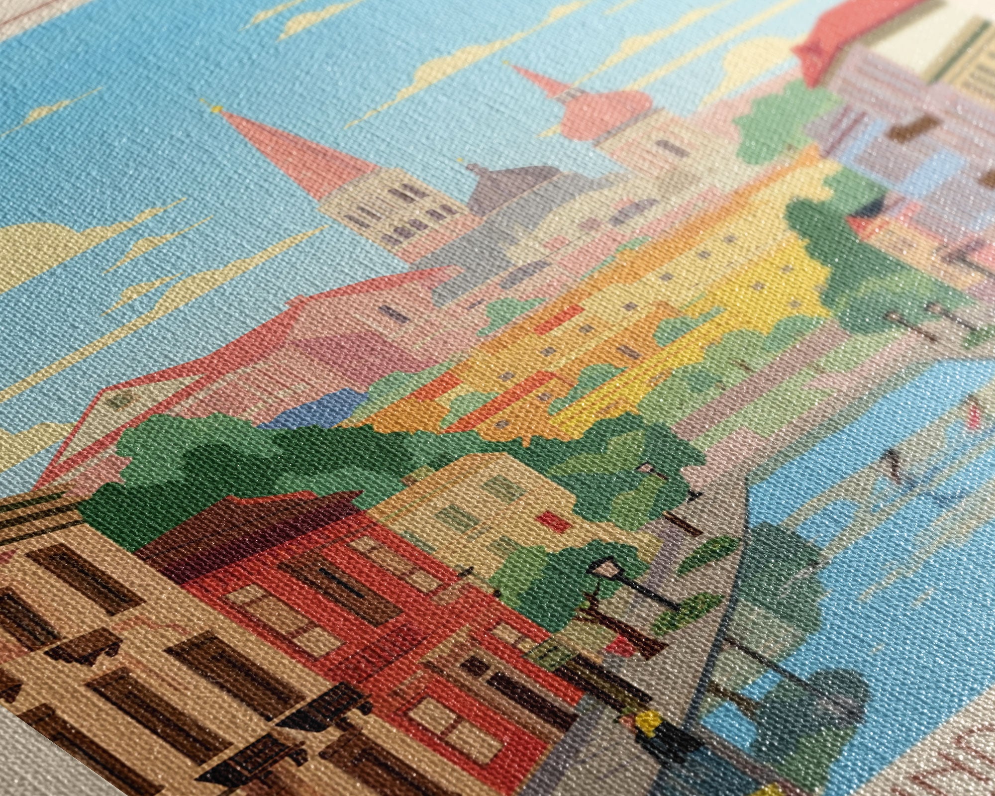 Ryazan Russia Travel Poster Framed Canvas Print, Midcentury Modern Art, Pop Art Wall Decor, Living Room Art, Home Decoration