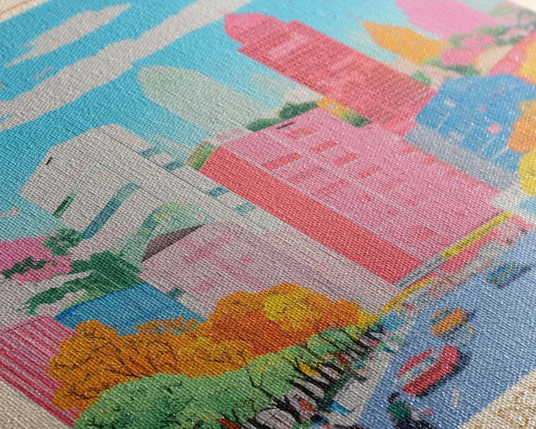 Saint-Denis France Travel Poster Framed Canvas Print, Midcentury Modern Art, Pop Art Wall Decor, Scenic Wall Art, Bedroom Decor