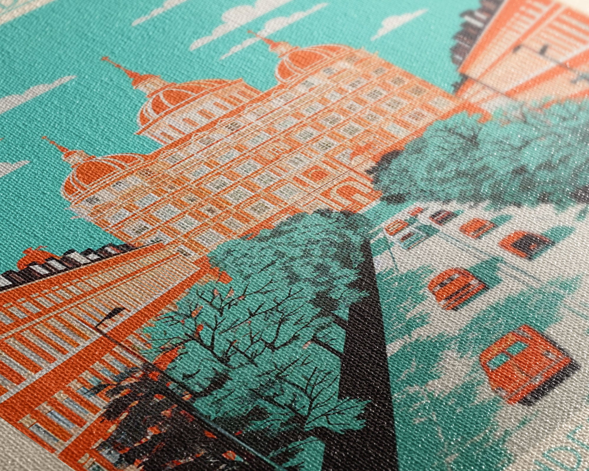 Saint Petersburg Russia Travel Poster Framed Canvas Print, Midcentury Modern Art, Pop Art Wall Decor, Home Decor, Office Decoration