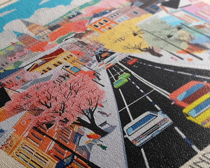 Samara Russia Travel Poster Framed Canvas Print, Midcentury Modern Art, Pop Art Wall Decor, Home Decor, Office Decoration, Scenic Art