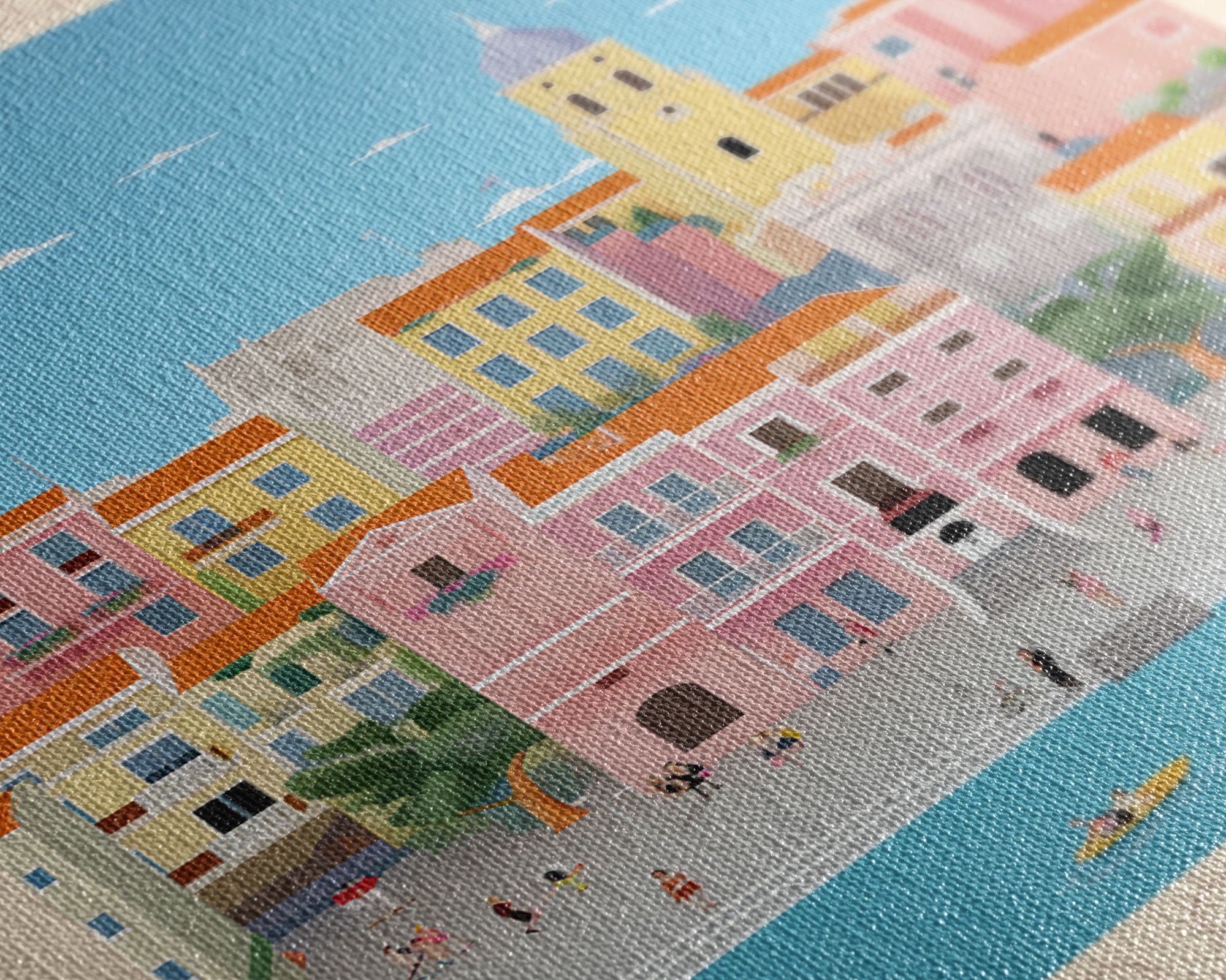 Santa Cruz de Tenerife Spain Travel Poster Framed Canvas Print, Midcentury Modern Art, Pop Art Wall Decor, Living Room Art, Bedroom Decoration