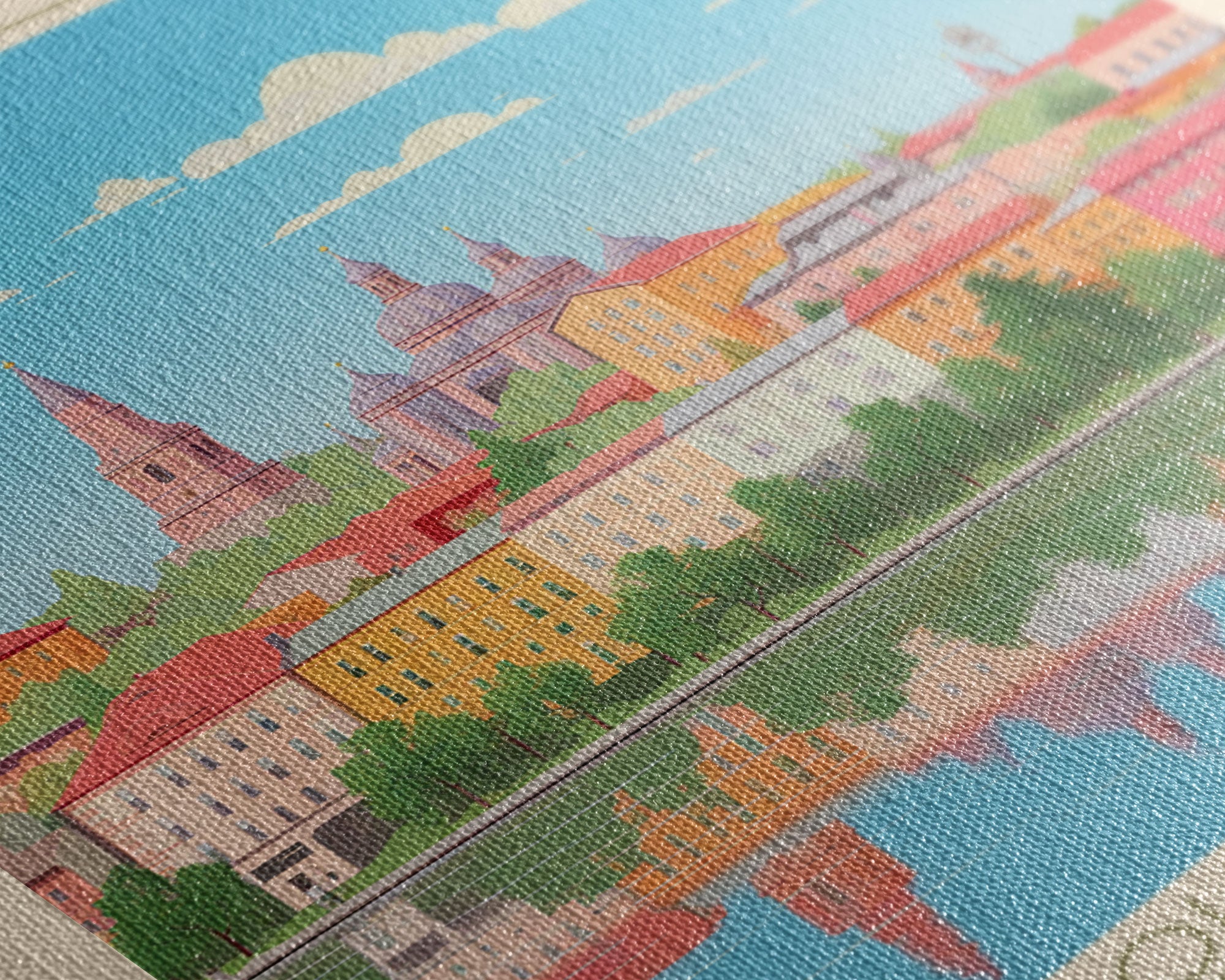 Saransk Russia Travel Poster Framed Canvas Print, Midcentury Modern Art, Pop Art Wall Decor, Living Room Art, Bedroom Decoration