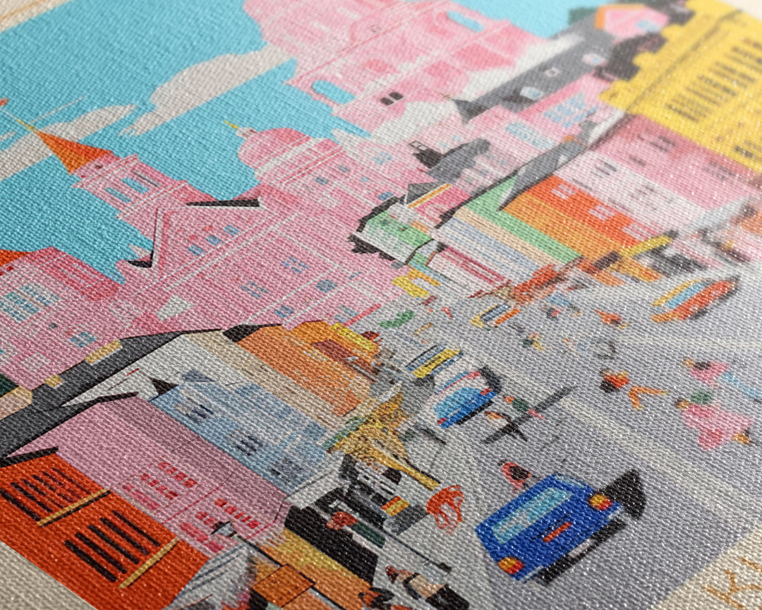 Shakhty Russia Travel Poster Framed Canvas Print, Midcentury Modern Art, Pop Art Wall Decor, Living Room Art, Bedroom Decoration