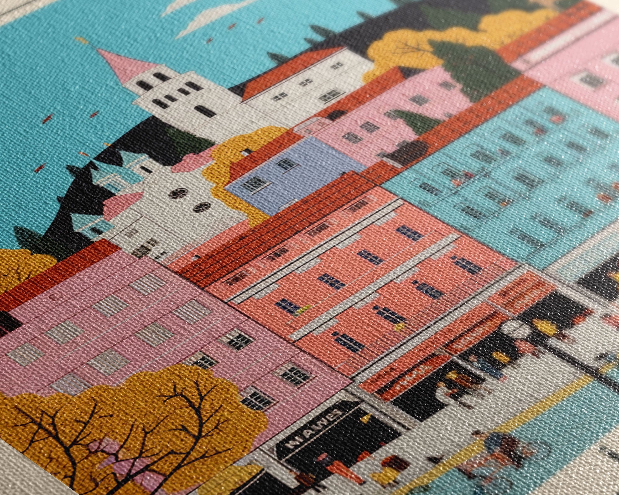 Sliven Bulgaria Travel Poster Framed Canvas Print, Midcentury Modern Art, Pop Art Wall Decor, Living Room Art, Vacation Gift