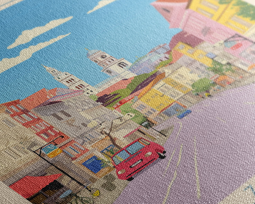 Zrenjanin Serbia Travel Poster Framed Canvas Print, Midcentury Modern Art, Pop Art Wall Decor, Living Room Art, Scenic Wall Art