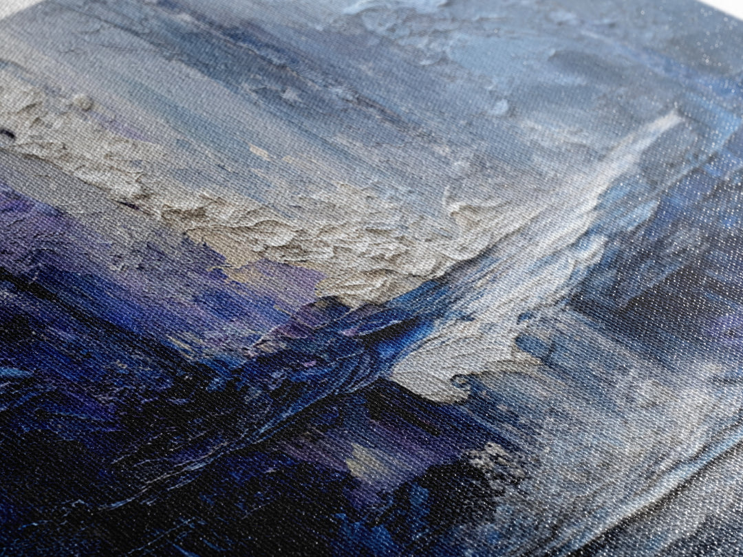 Crystal Cave with Luminous Blue Reflections Framed Canvas Print, Fantasy Art, Gallery Decor, Living Room Decor, Mythic, FAN-1x1-78