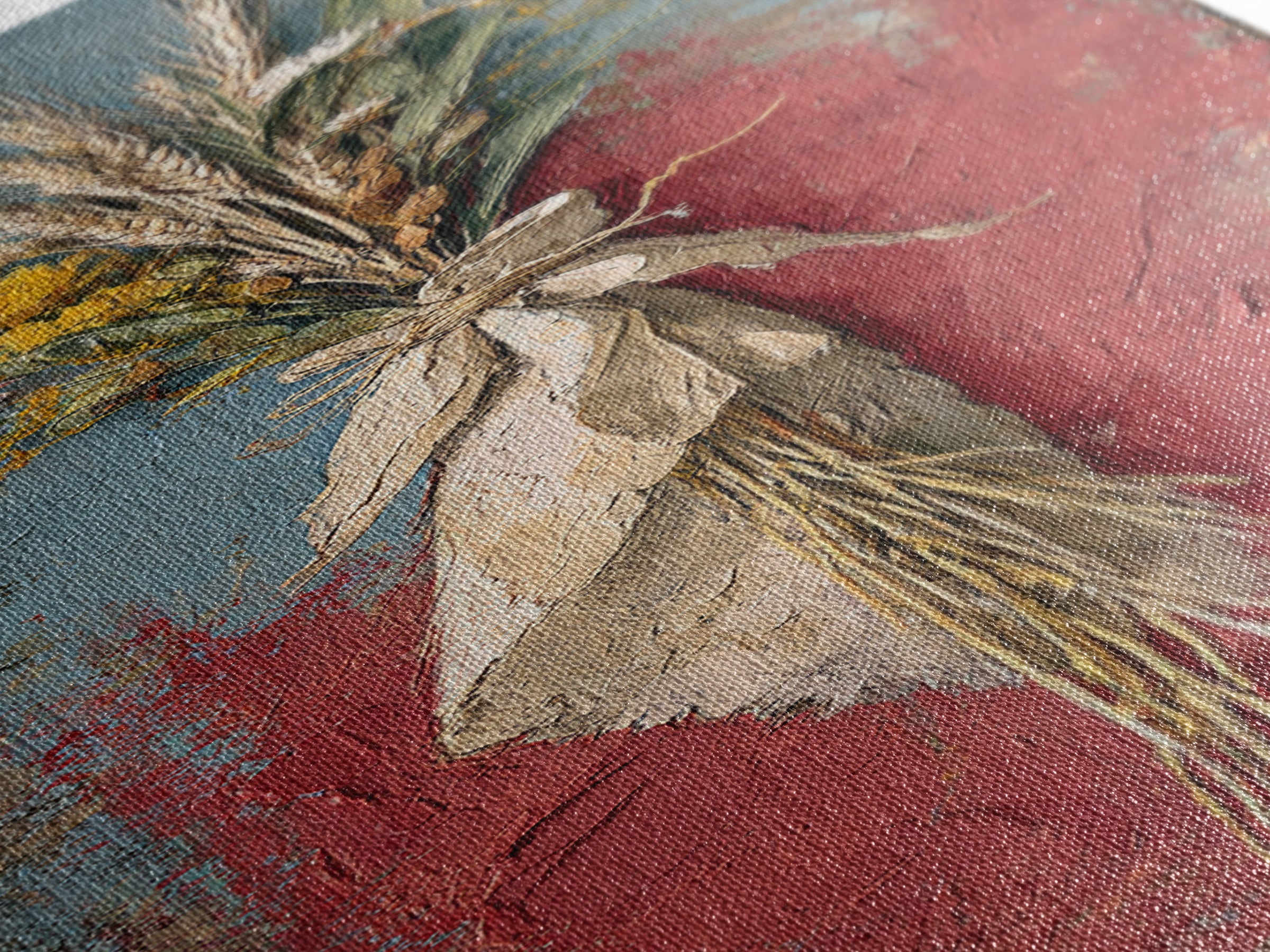 Wheat Bundle Tied Canvas Print, Farmhouse Art, Botanical Prints, Farmhouse Decor, Fine Art, Harvest, Statement Artwork, FAR-1x3-22
