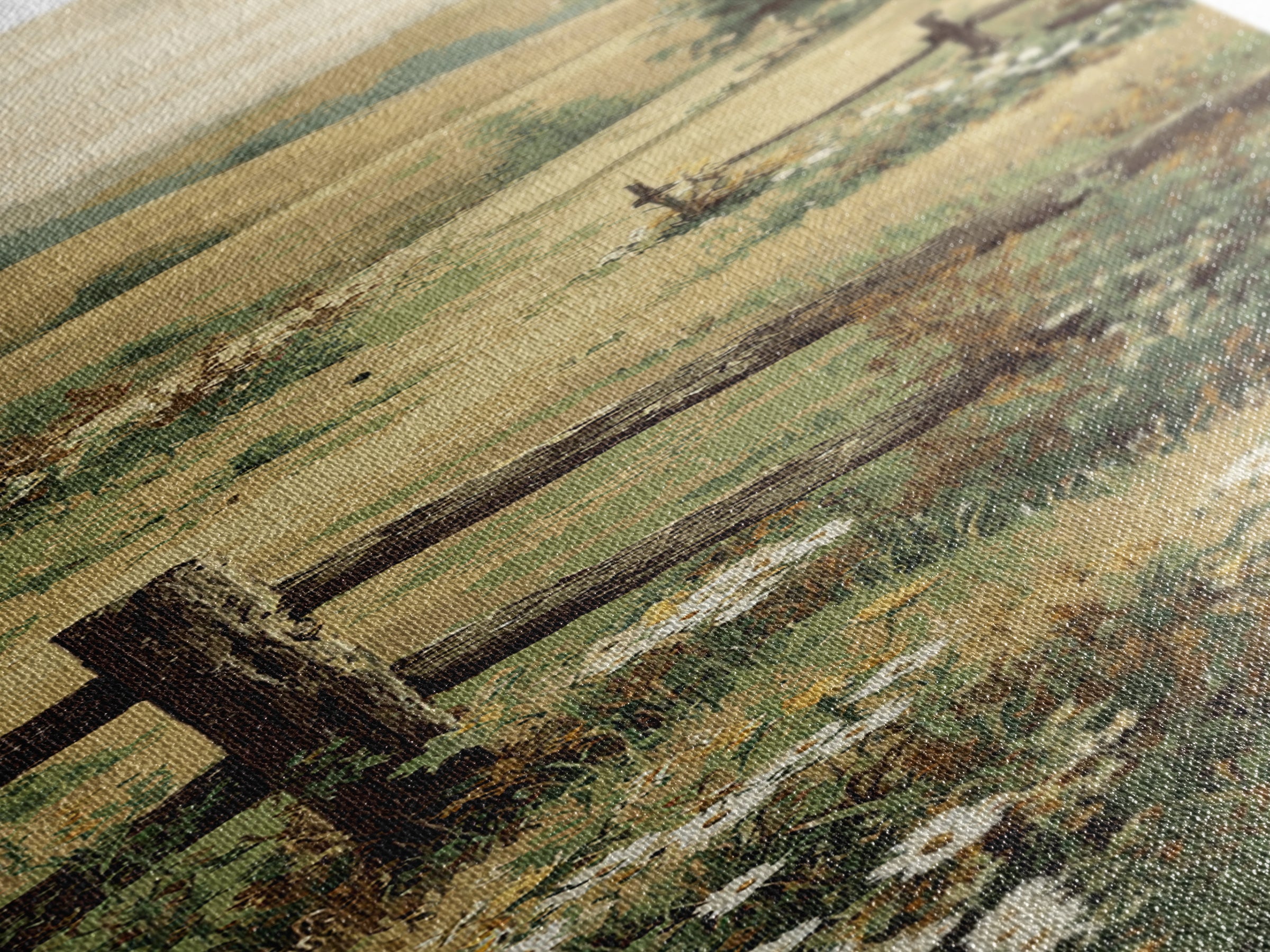 Country Landscape with Fence and Rolling Hills Canvas Print, Farmhouse Art, Floral Wall Art, Farmhouse Decor, Fine Art, Harvest, FAR-1x3-26