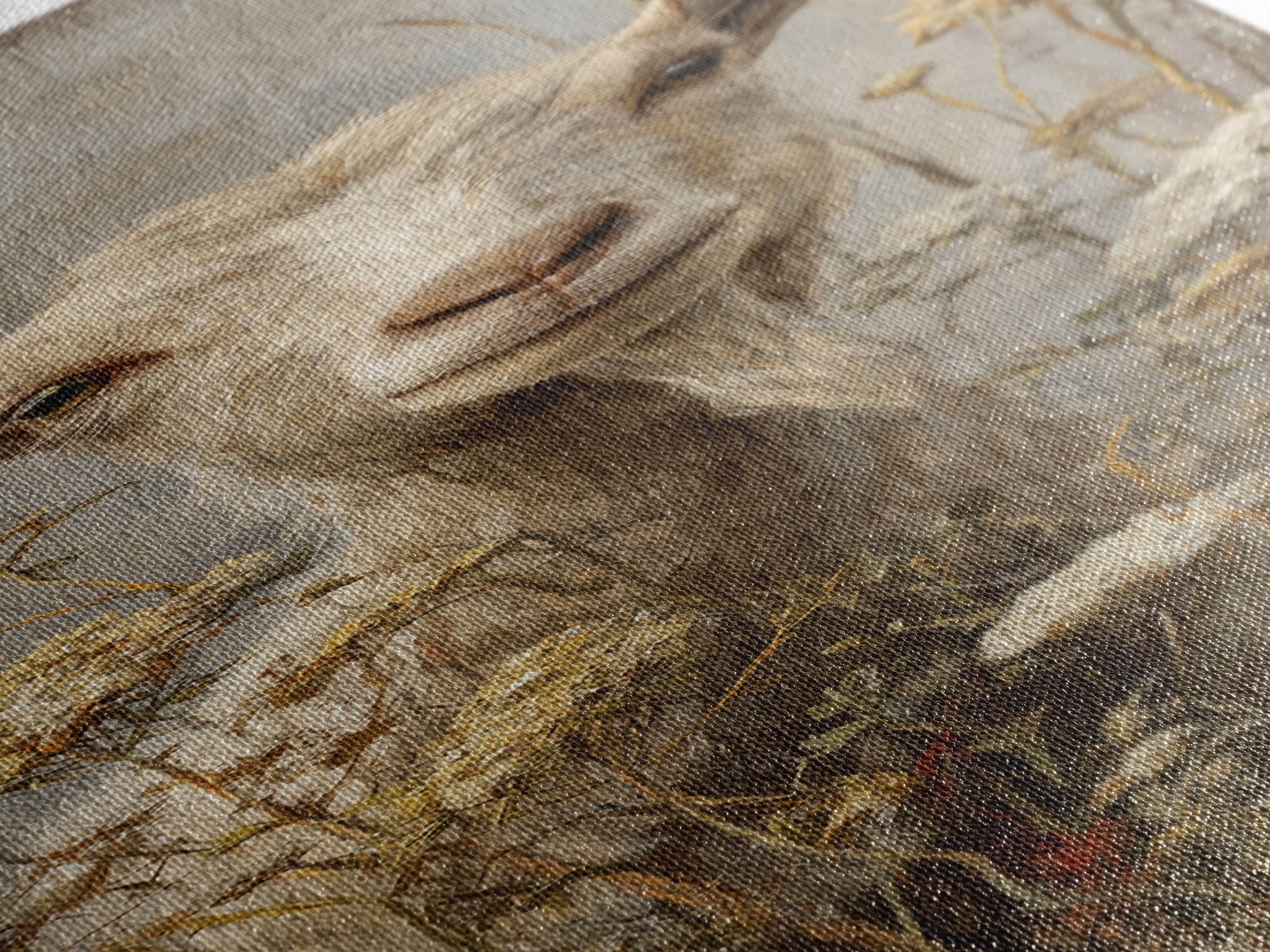 Goat Portrait with Playful Expression Framed Canvas Print, Farmhouse Art, Landscape Painting, Farmhouse Decor, Oil Painting, FAR-1x3-30