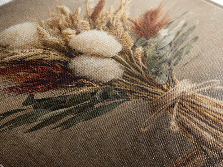 Wheat Bundle Tied Framed Canvas Print, Farmhouse Art, Landscape Art, Farmhouse Decor, Fine Art, Harvest, Textured Painting, FAR-1x3-46