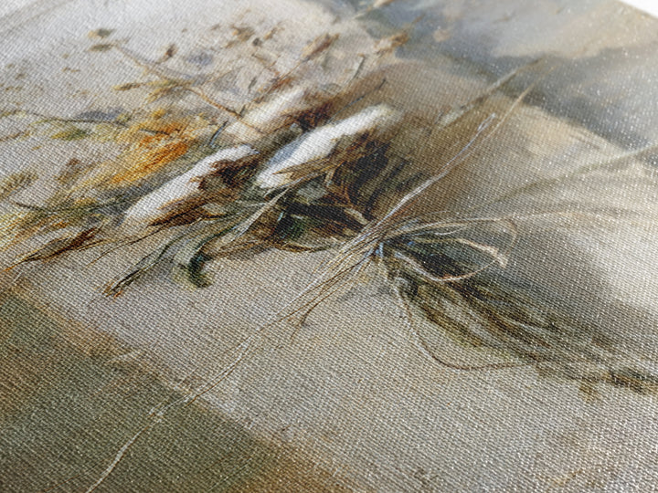 Wheat Bundle Tied Framed Canvas Print, Farmhouse Art, Landscape Art, Farmhouse Decor, Fine Art, Harvest, Textured Painting, FAR-1x3-70