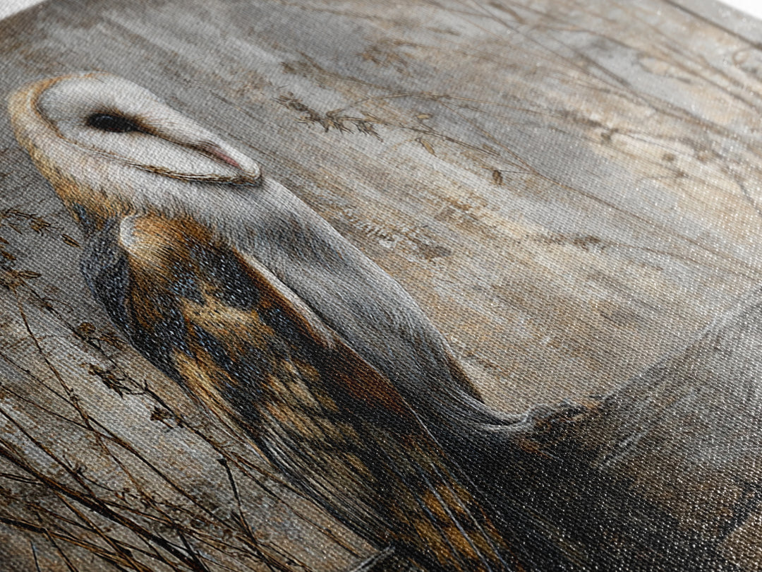 Barn Owl Perched on Aged Wood Framed Canvas Print, Farmhouse Art, Gallery Wall, Farmhouse Decor, Fine Art, Harvest, Art Print, FAR-2x1-19