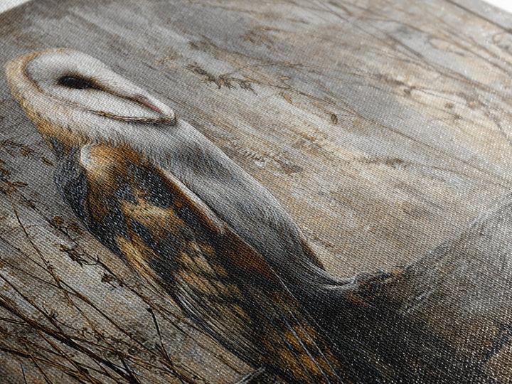 Barn Owl Perched on Aged Wood Framed Canvas Print, Farmhouse Art, Gallery Wall, Farmhouse Decor, Fine Art, Harvest, Art Print, FAR-2x1-19