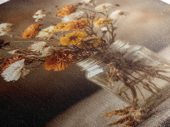 Wildflowers in a Mason Jar on Linen Canvas Print, Farmhouse Art, Gallery Decor, Farmhouse Decor, Oil Painting, Harvest, FAR-2x3-15