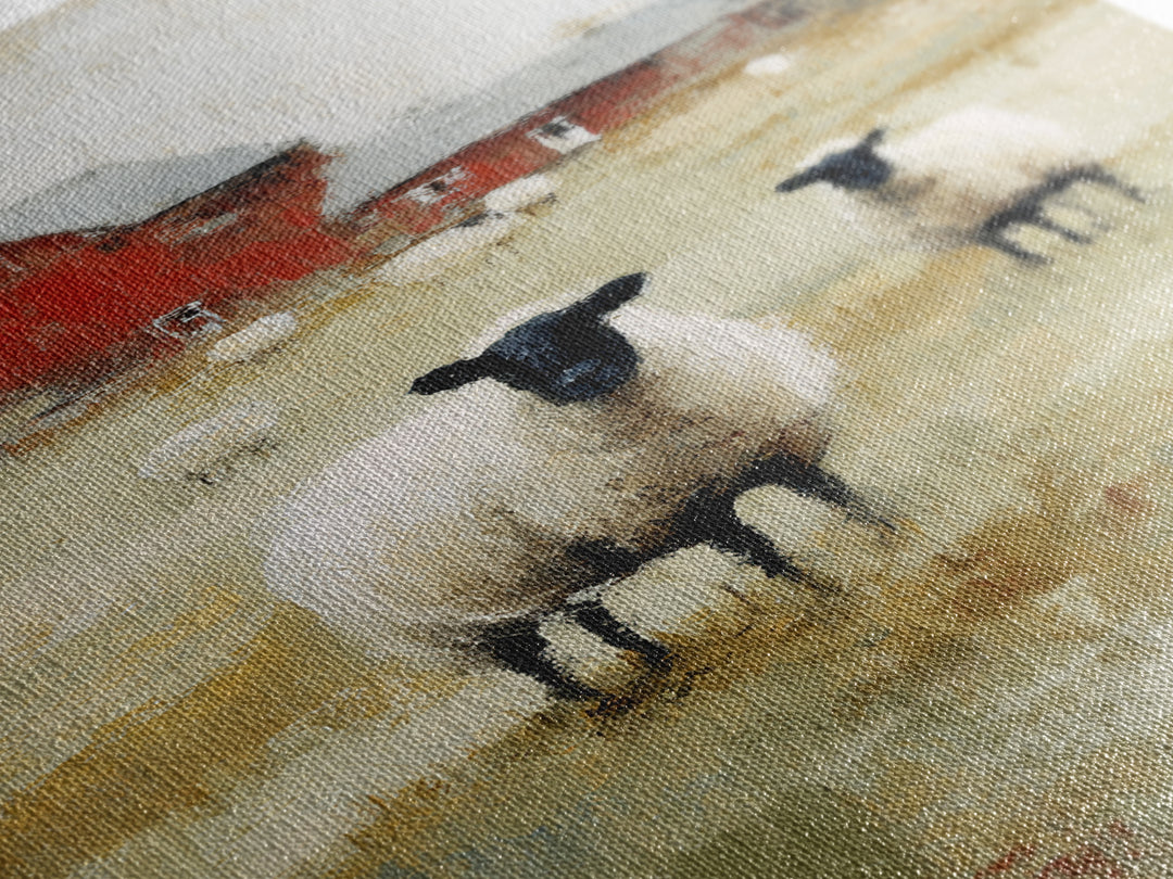 Black and White Sheep Canvas Print, Farmhouse Art, Botanical Prints, Farmhouse Decor, Fine Art, Harvest, Statement Artwork, FAR-2x3-16