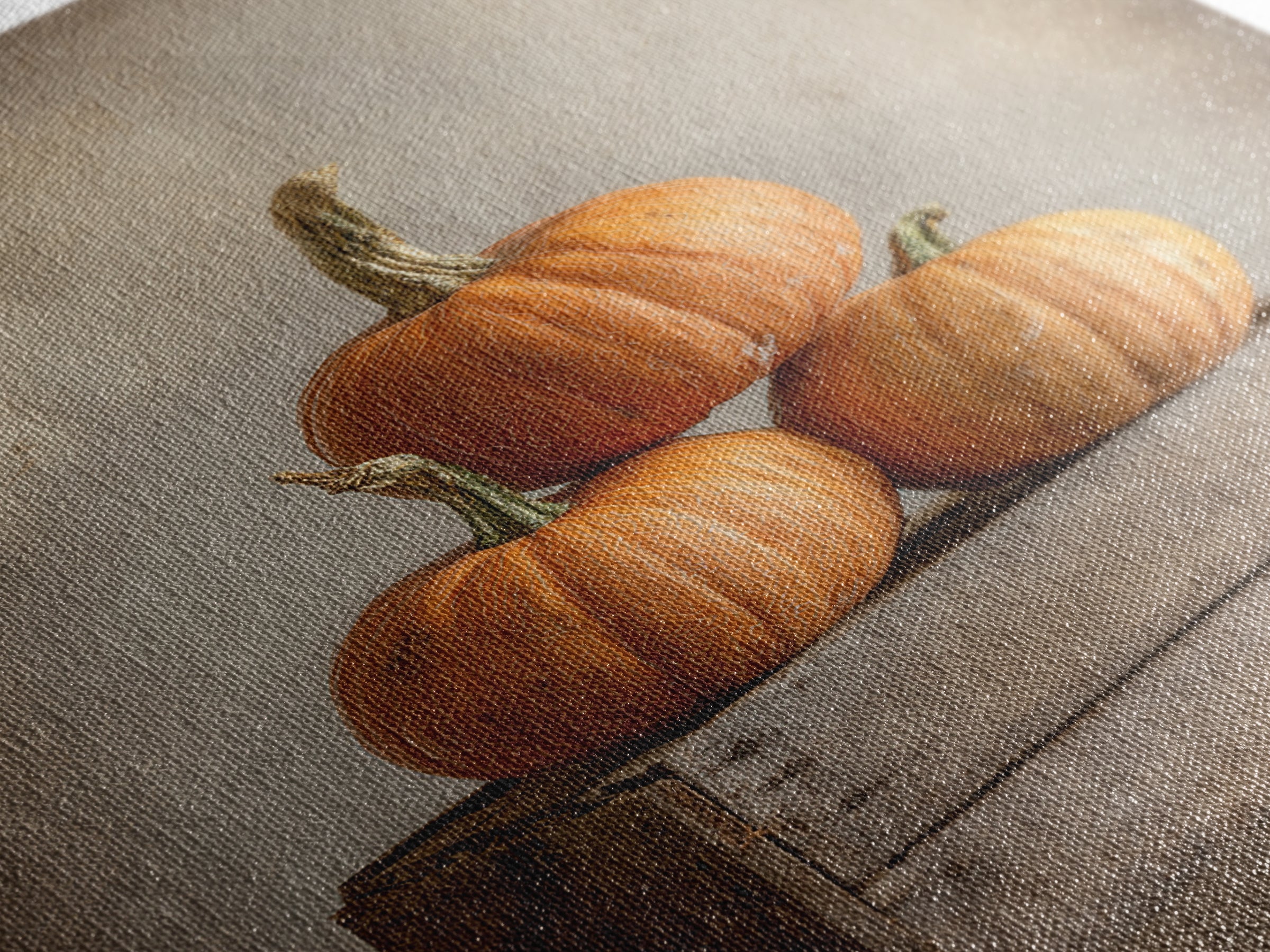 Pumpkins Stacked on a Wooden Crate Framed Canvas Print, Farmhouse Art, Contemporary Art, Farmhouse Decor, Oil Painting, Harvest, FAR-2x3-21