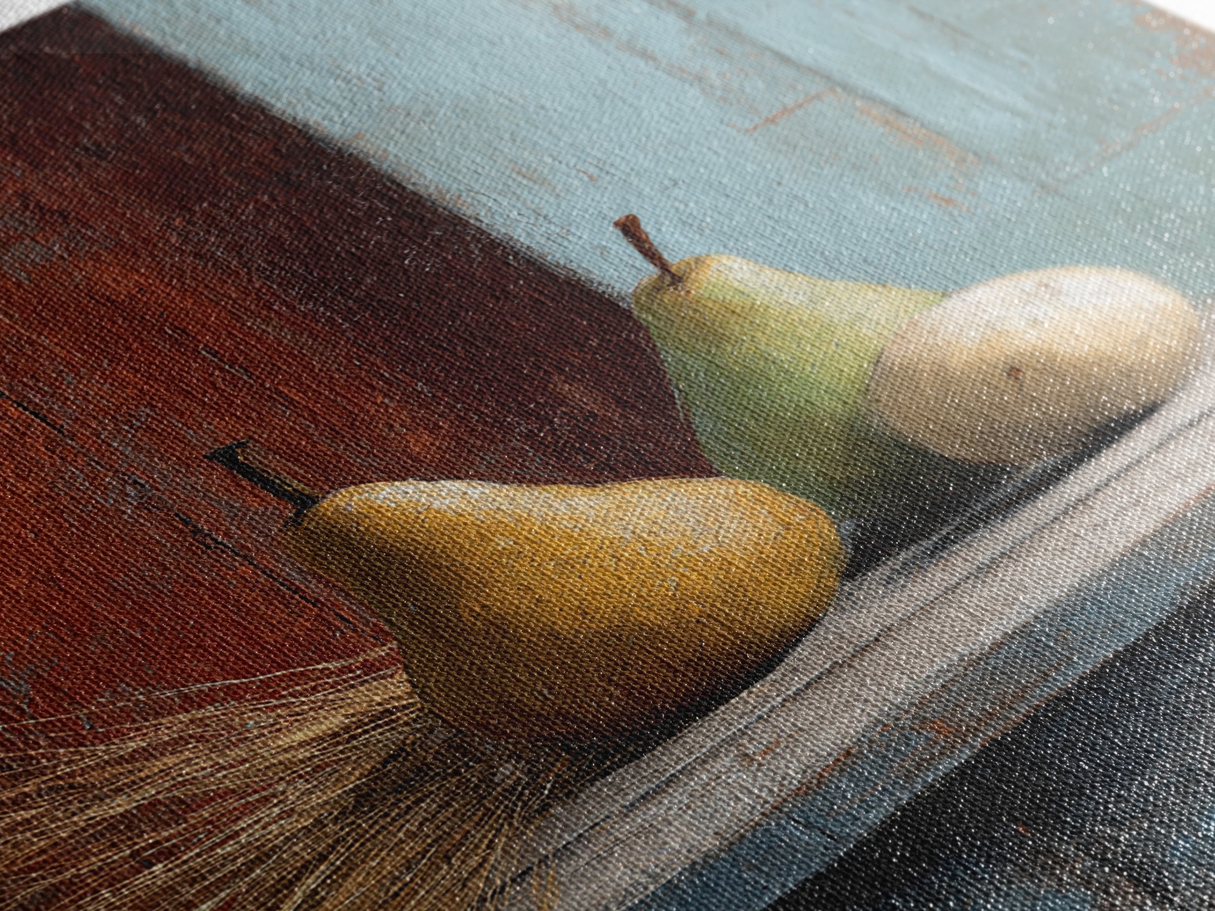 Rustic Pear Still Life on Plank Wood Framed Canvas Print, Farmhouse Art, Landscape Art, Farmhouse Decor, Fine Art, Harvest, FAR-2x3-3