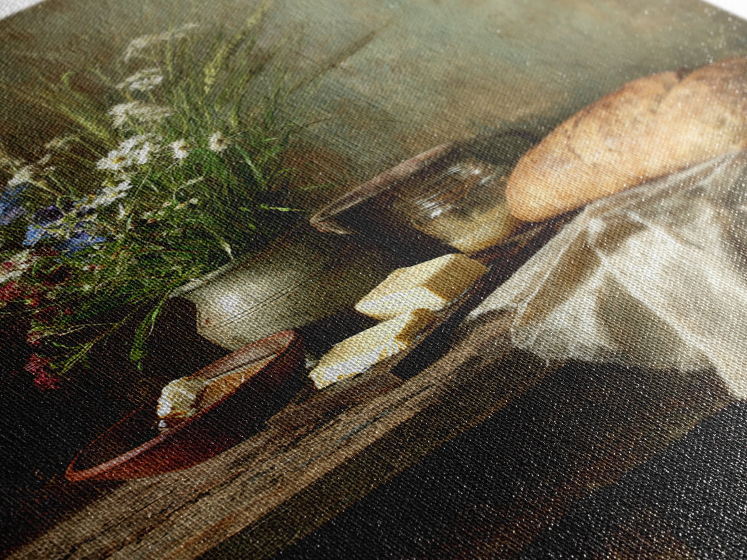 Fresh Bread Honey and Butter Still Life Framed Canvas Print, Farmhouse Art, Neutral Decor, Farmhouse Decor, Abstract Art, FAR-2x3-56