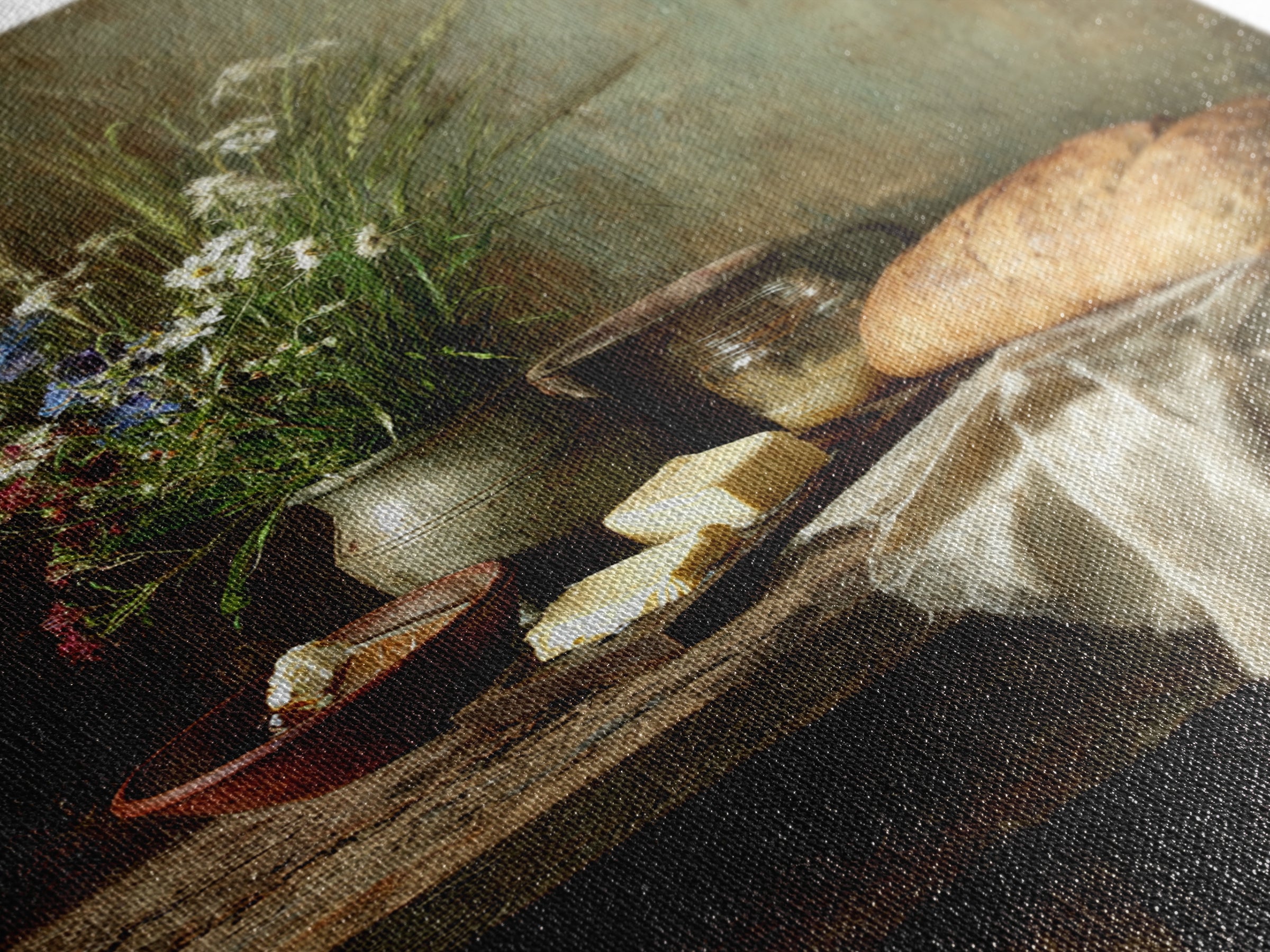 Fresh Bread Honey and Butter Still Life Framed Canvas Print, Farmhouse Art, Neutral Decor, Farmhouse Decor, Abstract Art, FAR-2x3-56