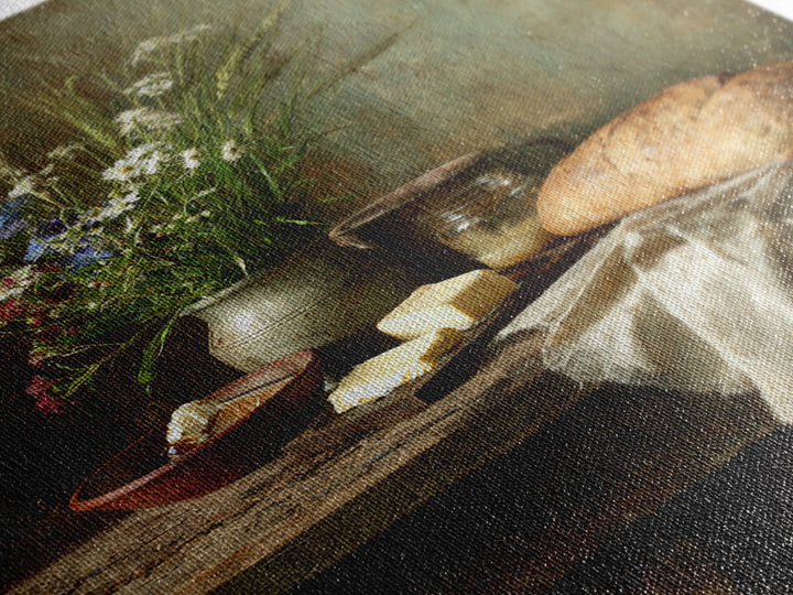 Fresh Bread Honey and Butter Still Life Framed Canvas Print, Farmhouse Art, Neutral Decor, Farmhouse Decor, Abstract Art, FAR-2x3-56