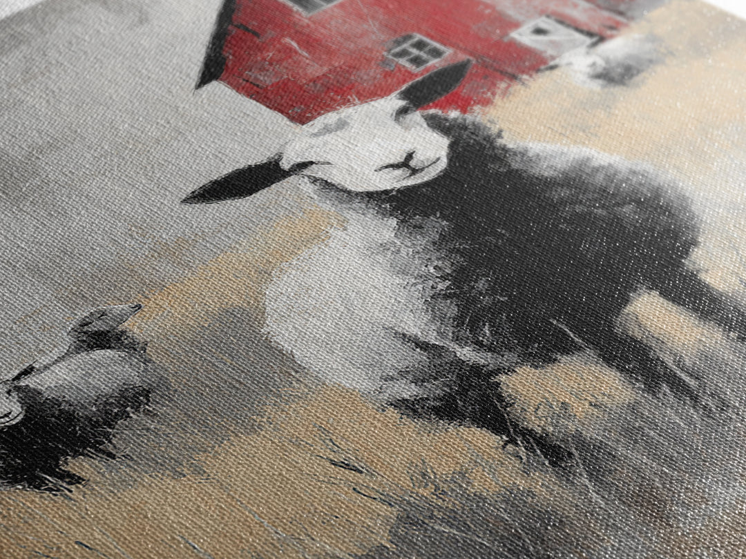 Black and White Sheep Framed Canvas Print, Farmhouse Art, Room Decor, Farmhouse Decor, Fine Art, Harvest, Printable Wall Art, FAR-2x3-64