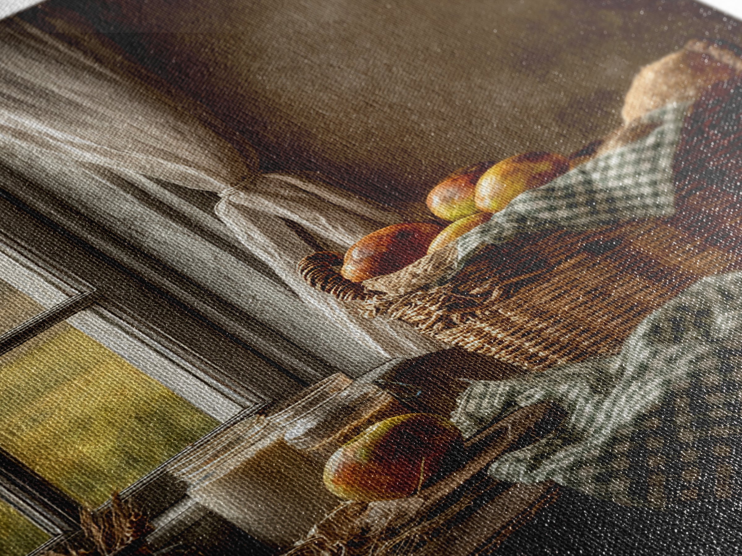 Apple Basket with Gingham Cloth Canvas Print, Farmhouse Art, Digital Prints, Farmhouse Decor, Harvest, Watercolor Painting, FAR-2x3-67